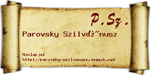 Parovsky Szilvánusz névjegykártya